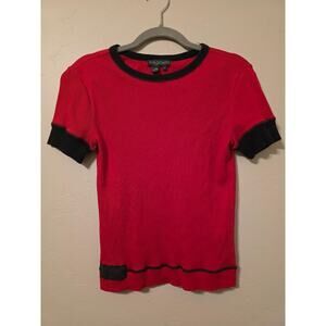 ❤️ Lauren Jeans Co Ralph Lauren Red Ribbed Tee XS | 2000s Y2K